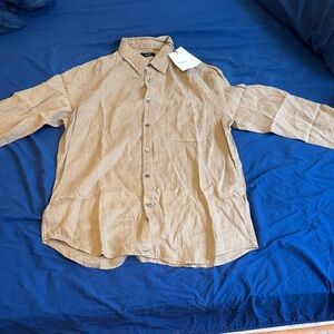 Theory Beige Button-Up Dress Shirt